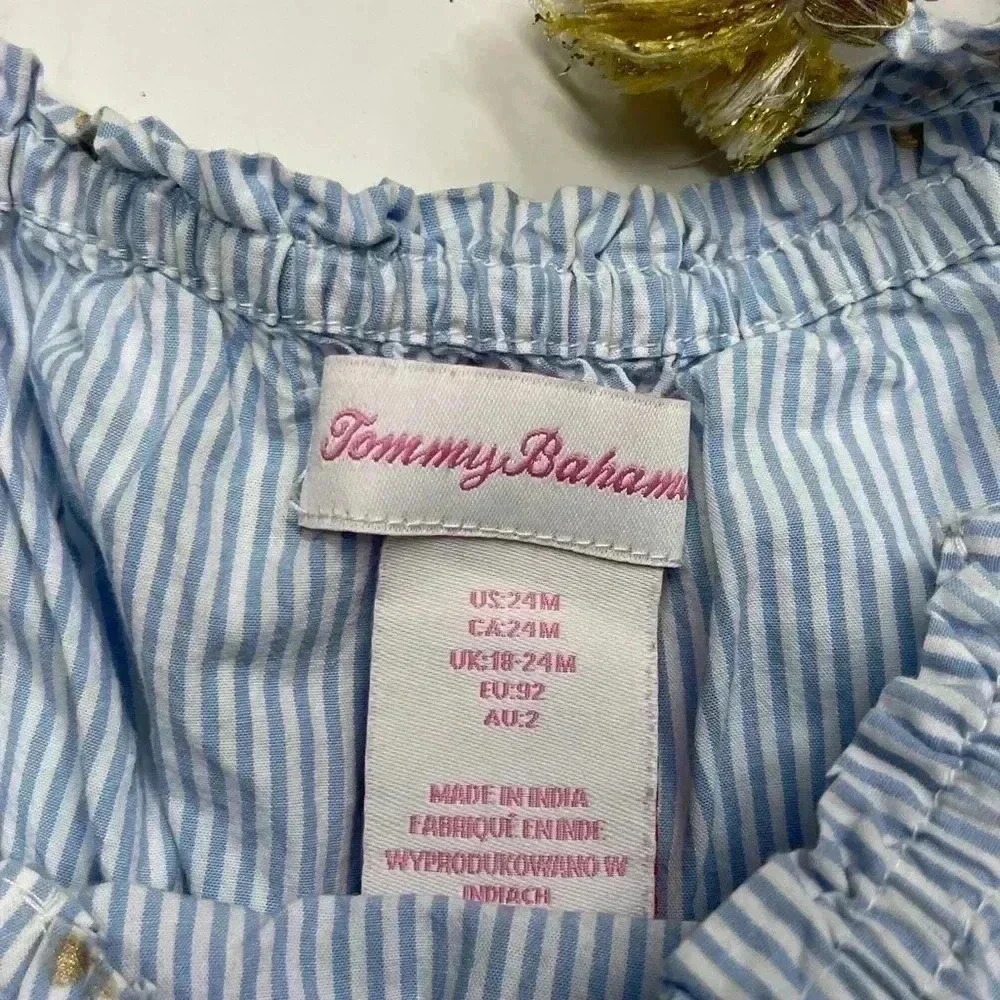 Tommy Bahama Girls Seahorse Sundress Blue and White Striped Size 24 months
